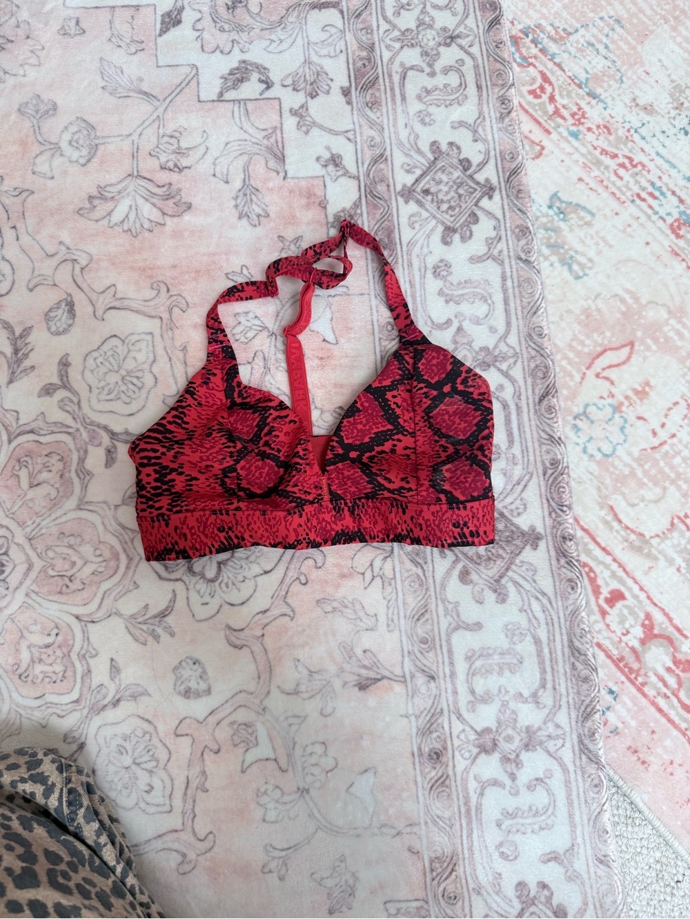 Adidas x IVY PARK Red & Black Snake-Print Halter Bralette
